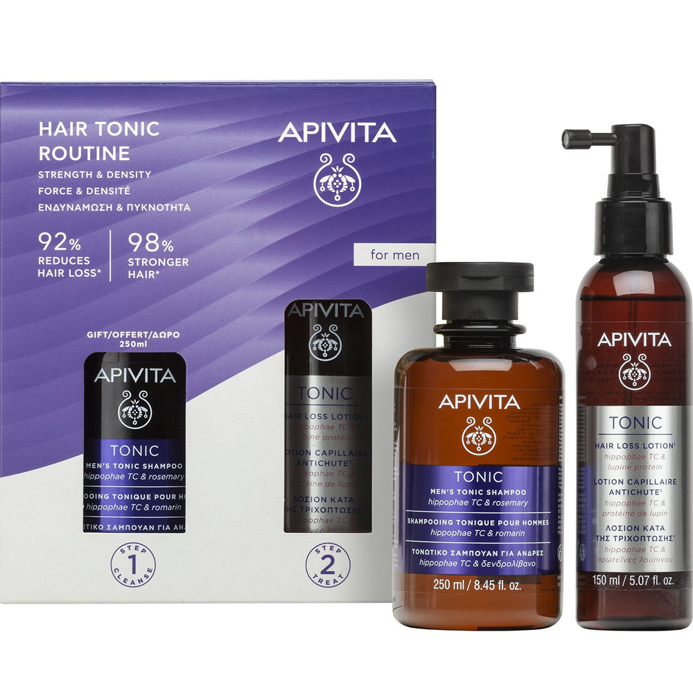 APIVITA Hajhullás elleni MEN csomag férfiaknak (250ml+150ml)