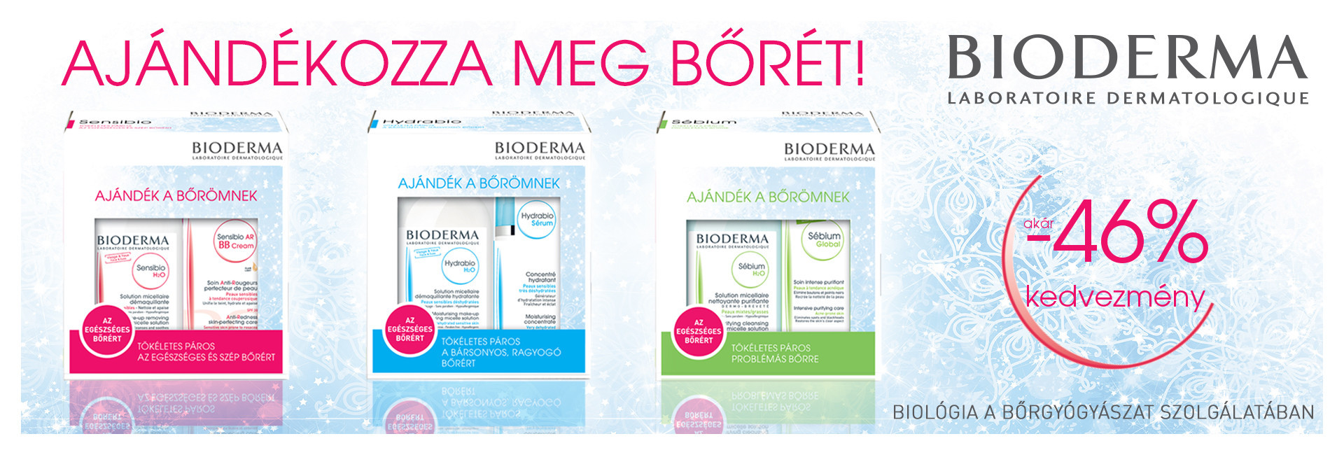 Bioderma karácsonyi csomagok különböző bőrtípusra - akár 46% kedvezménnyel!