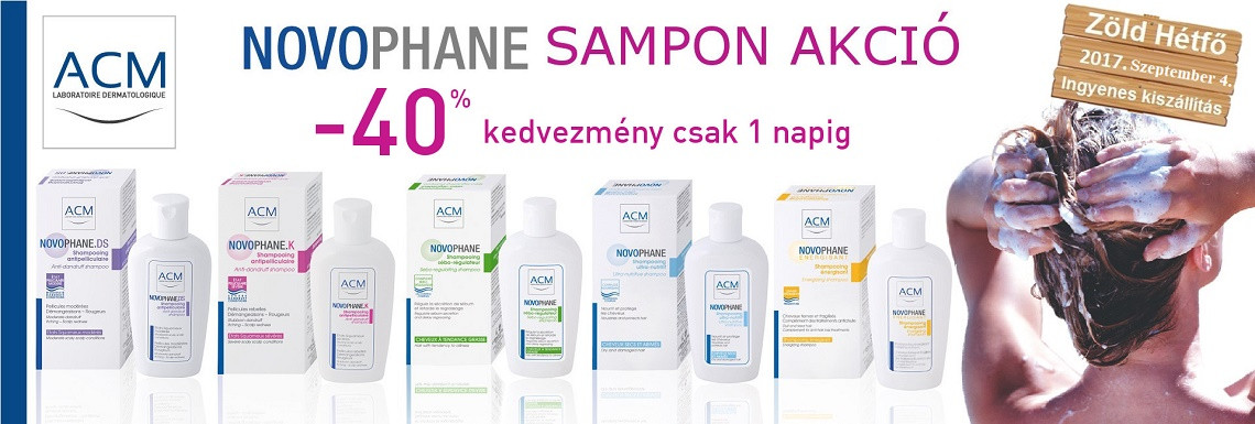 2017.szeptember 4-én - csupán 1 napig - minden ACM Novophane sampont 40% kedvezménnyel kínáljuk!