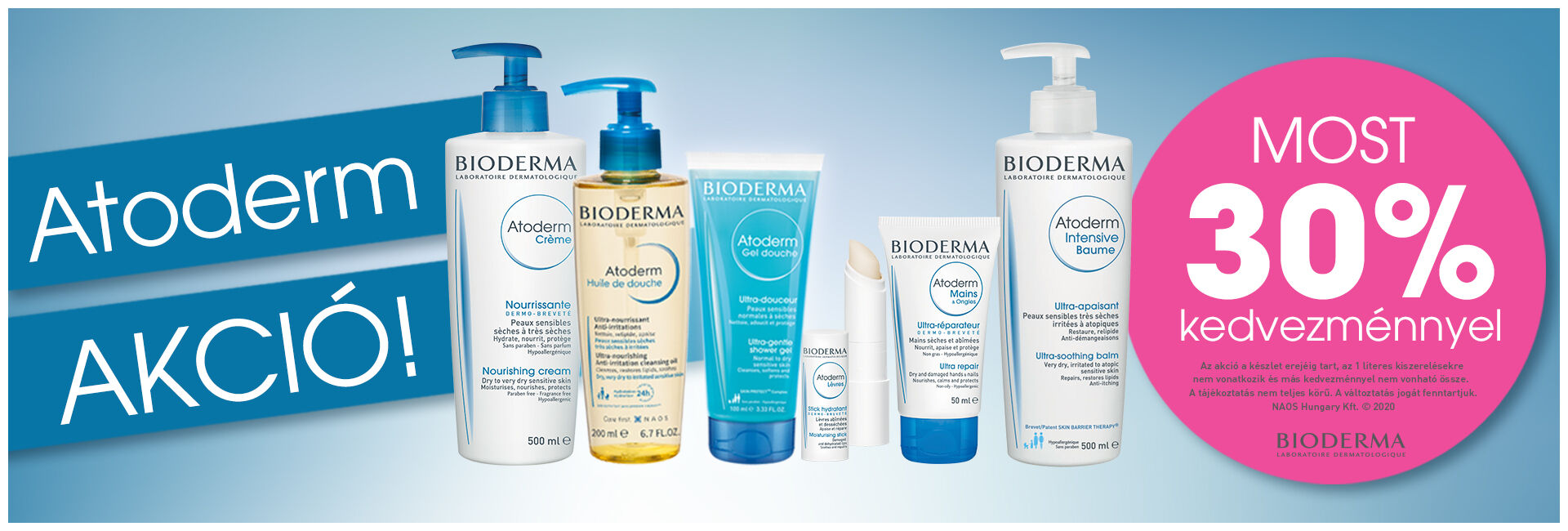 Most minden Bioderma Atoderm termékre 30% kedvezményt adunk!