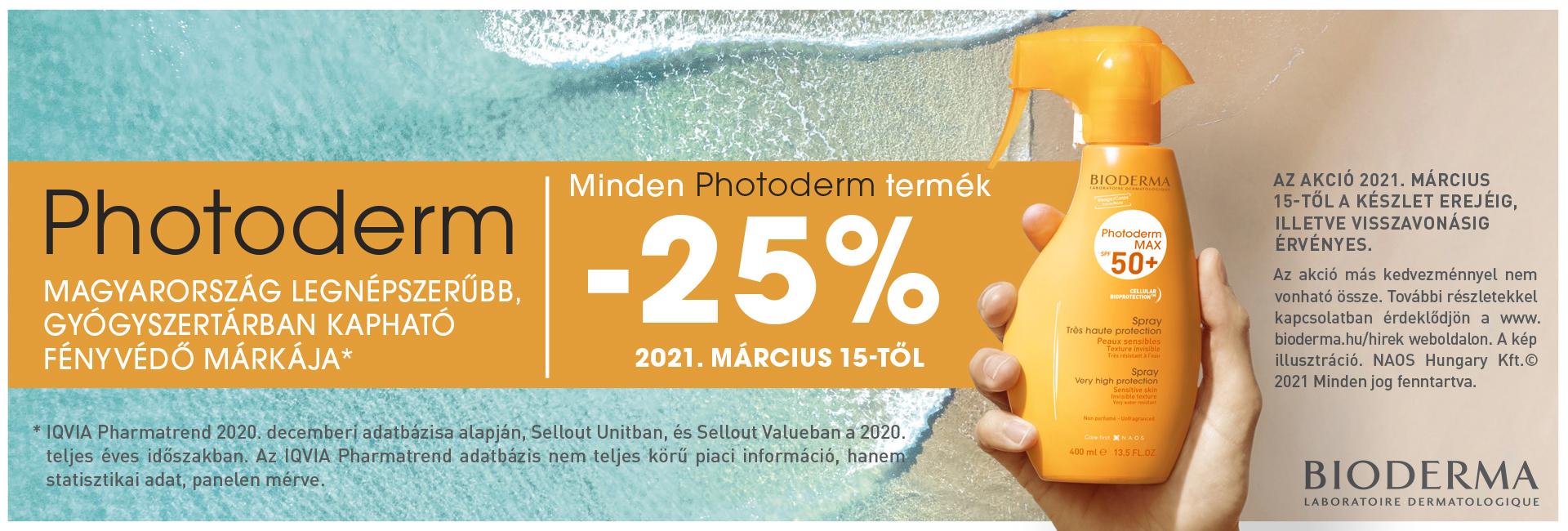 Most 25% kedvezményt adunk minden Bioderma Photoderm fényvédőre!