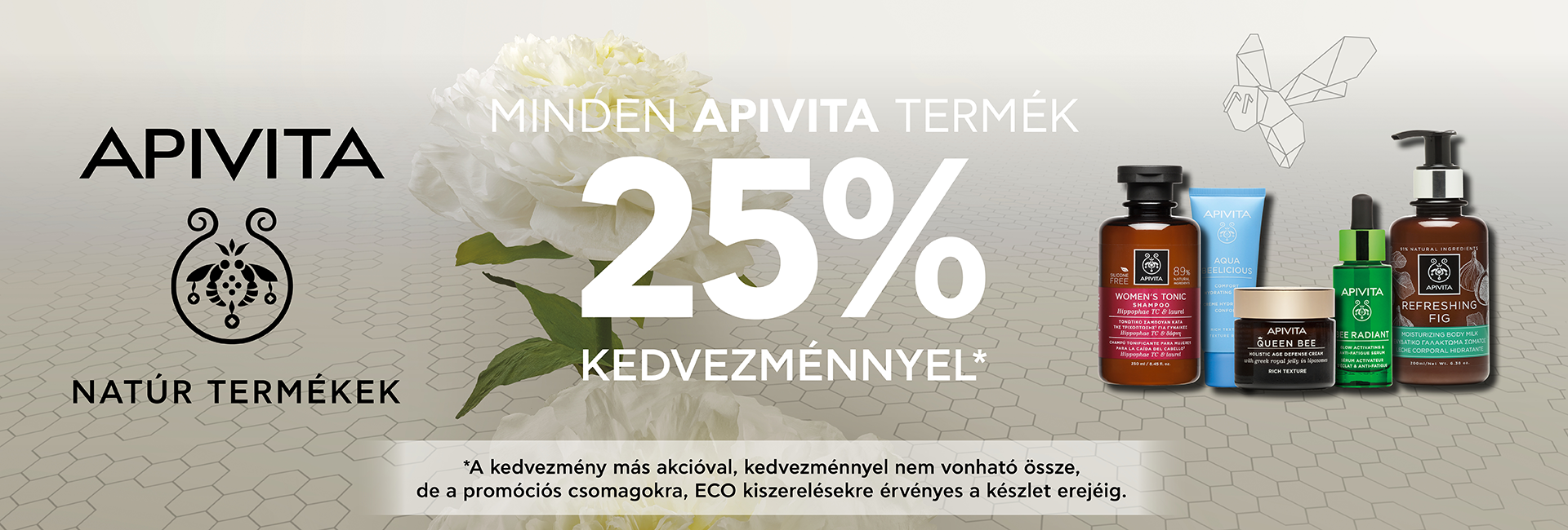 2021. április 1-15. között minden Apivita terméket 25% kedvezménnyel kínálunk!