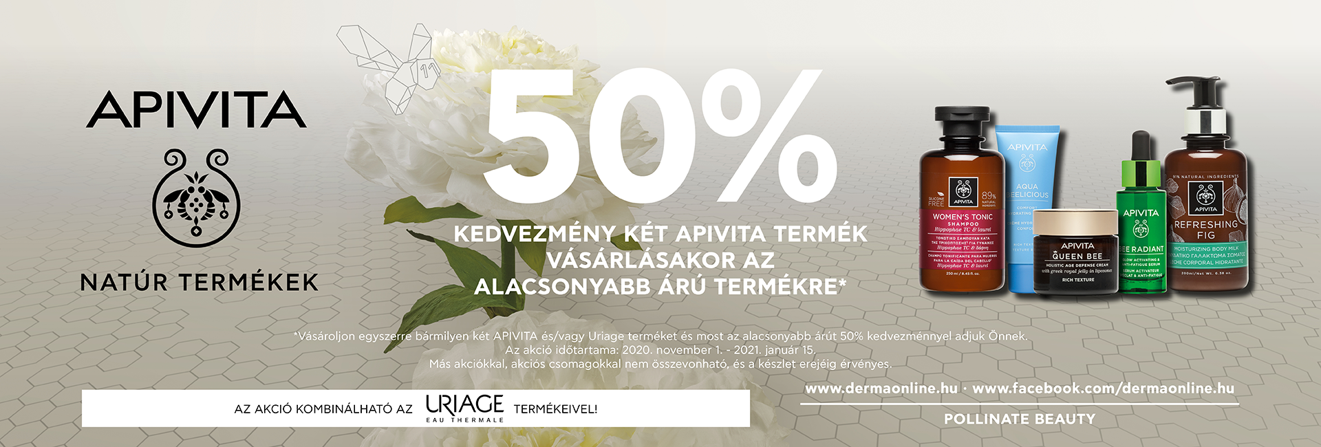 2020. november 1. és 2021. január 15. között a második Apivita termékre 50% kedvezményt adunk!