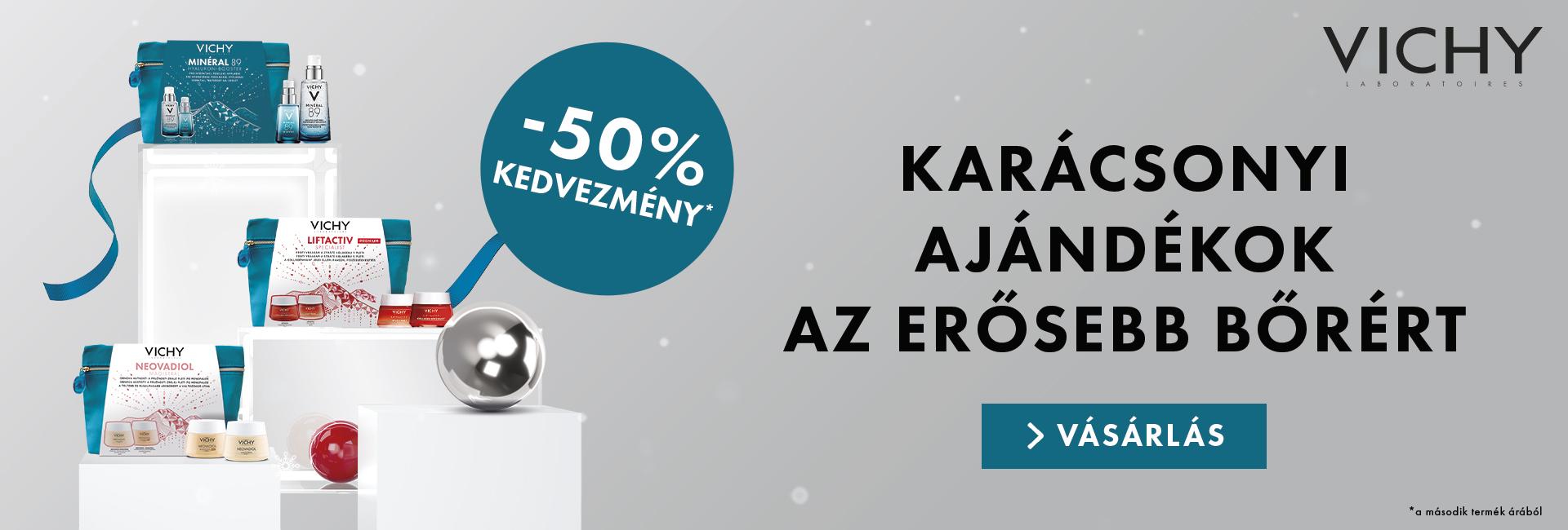 Vichy 1+1 csodás karácsonyi csomagokban a 2. krémet féláron adjuk!