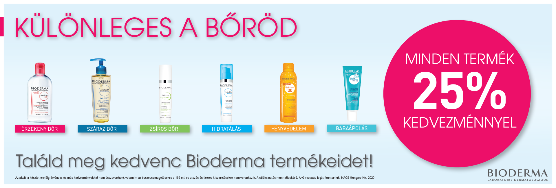 2020. június 20-29. között 25% kedvezményt adunk minden Bioderma termék árából!