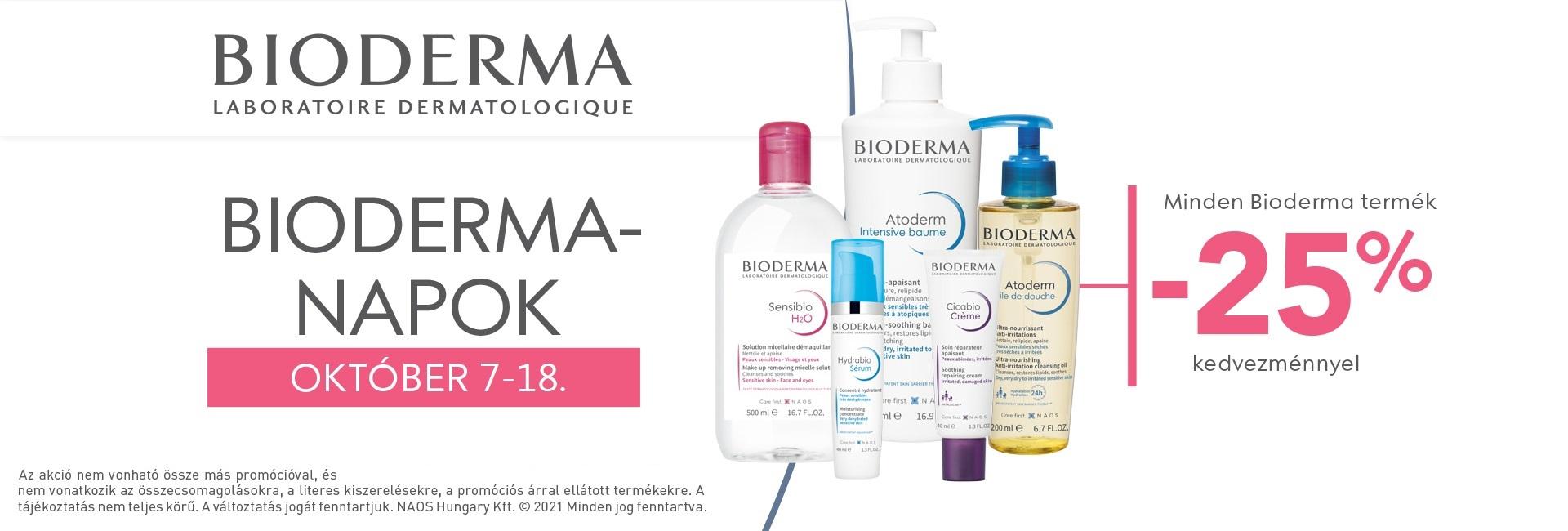 2021. október 7-11. között minden Bioderma terméket 25% kedvezménnyel kínálunk!