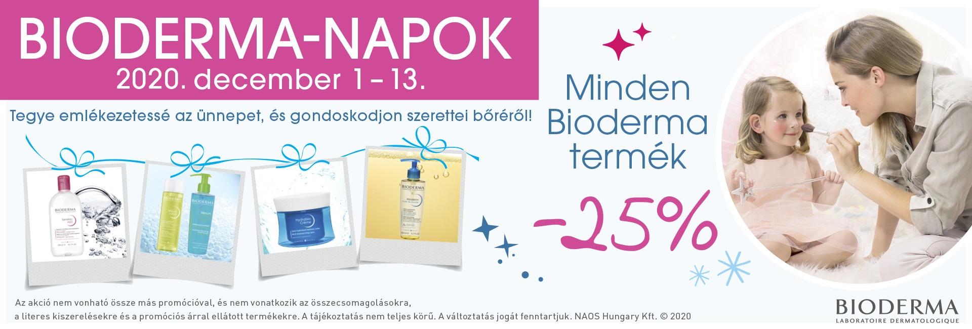 2020. december 1-13. között minden Bioderma terméket 25% kedvezménnyel kínáljuk!