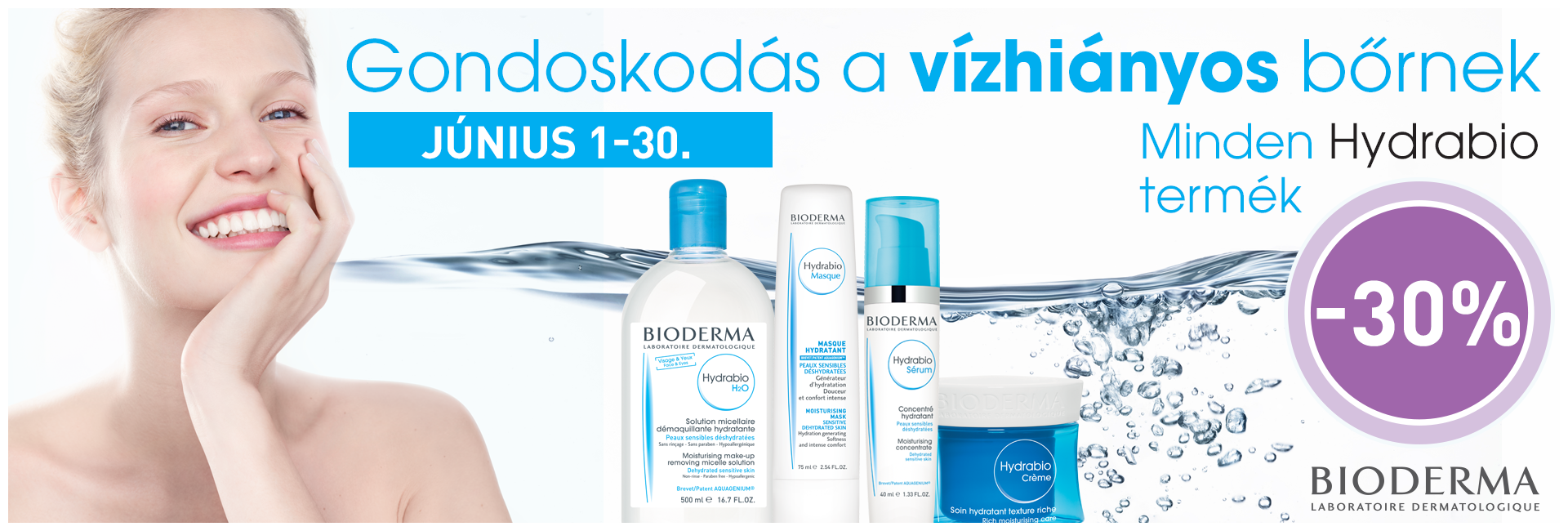 2021. június 1-30. között 30% kedvezményt adunk minden Bioderma Hydrabio termékre!