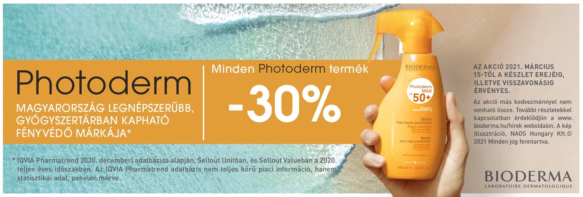 2021. augusztus 2-31. között 30% kedvezménnyel kínáljuk a Bioderma Photoderm termékeket!