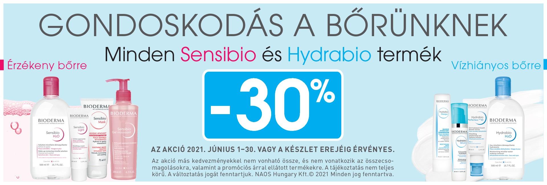 2021. június 1-30. között 30% kedvezményt adunk minden Bioderma Hydrabio termékre!