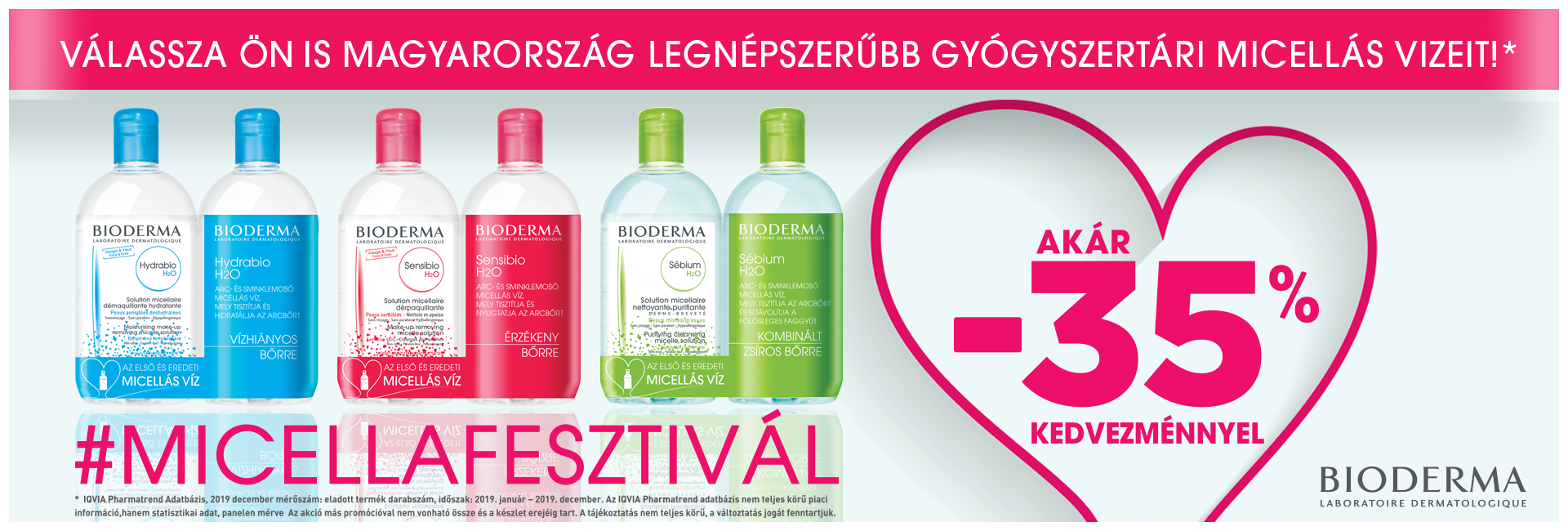 Bioderma Micellafesztivál: Bioderma H2O micellás vizek - a 2. terméket most akár 80% kedvezménnyel kínáljuk!