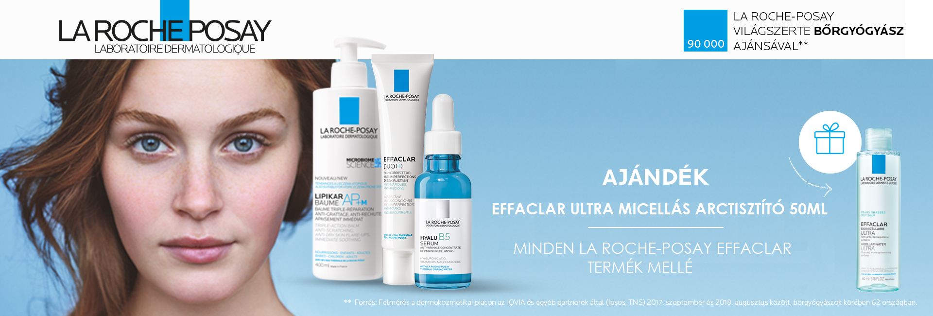 2020. augusztus 6-8. között minden La Roche-Posay Effaclar termék mellé ajándékba adunk 1db La Roche-Posay Effaclar Ultra micellás arctisztító 50ml-t! Az ajándék értéke: 1.000 Ft!