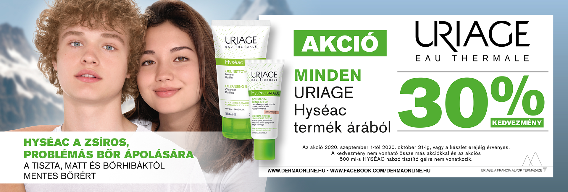 2020. október 31-ig minden Uriage Hyséac termékre 30% kedvezményt adunk!