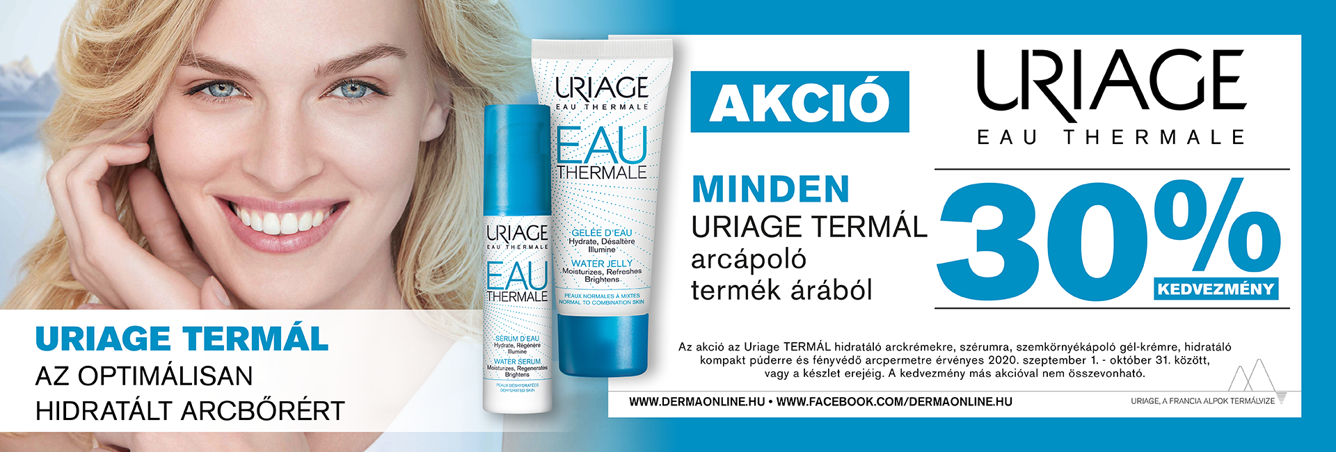 30% kedvezménnyel kínálunk minden Uriage Termal arcápoló terméket 2020. szeptember 1. és október 31. között!