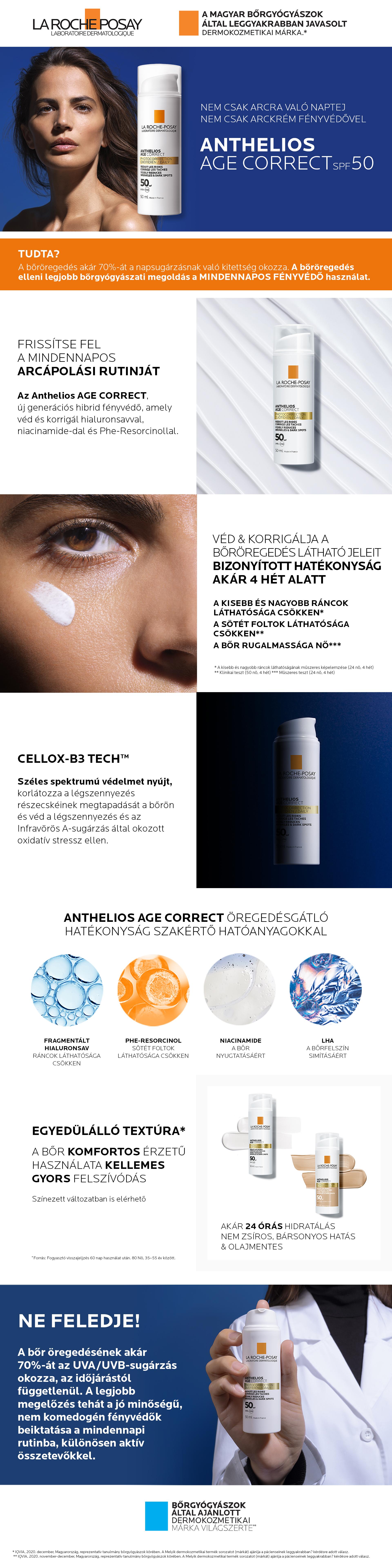 La Roche-Posay Anthelios Age Correct SPF50+ arcápoló