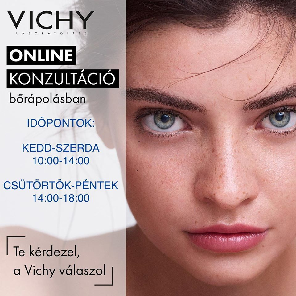Online tanácsadás a Vichy által képzett szépségtanácsadóval.