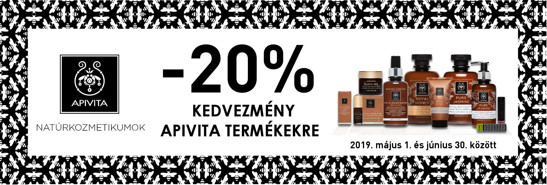 2019. május 1. és június 30. között minden APIVITA naturkozmetikumra 20% kedvezményt adunk!