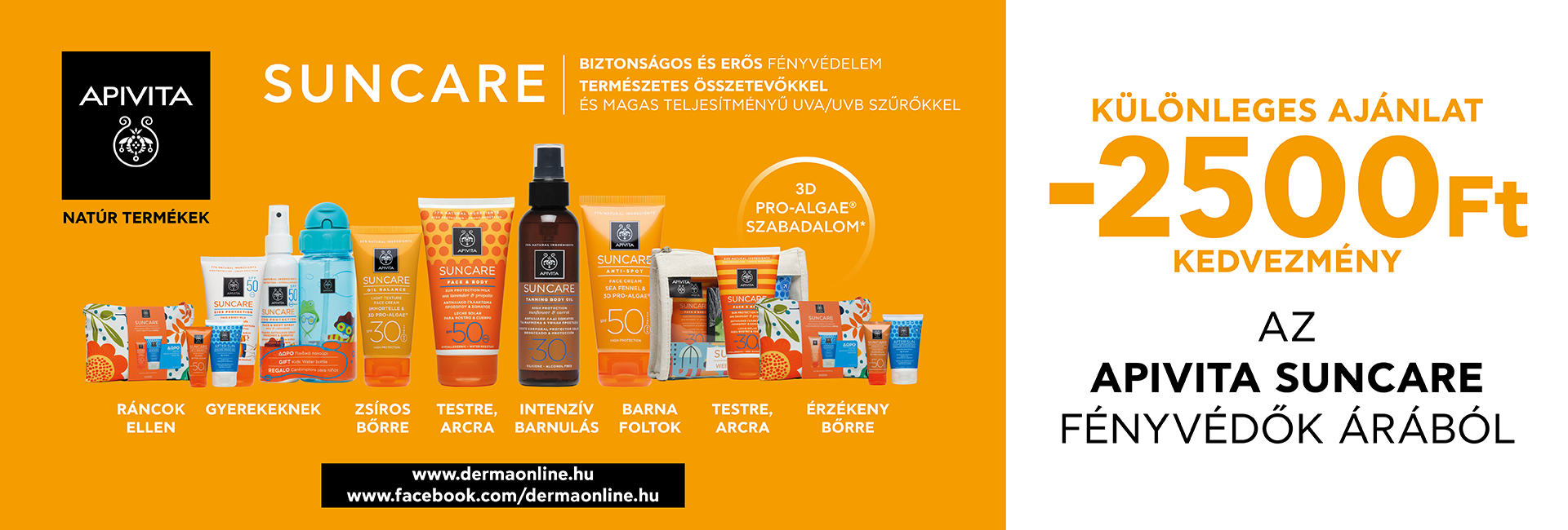 Most minden Apivita Suncare napozó termék árából 2.500 Ft kedvezményt adunk! 