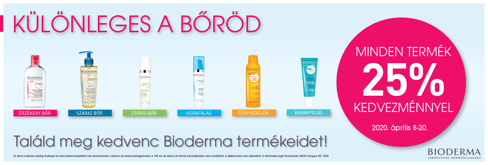 BIODERMA NAPOK: 2020. április 8-20. között minden Bioderma terméket 25% kedvezménnyel kínálunk!