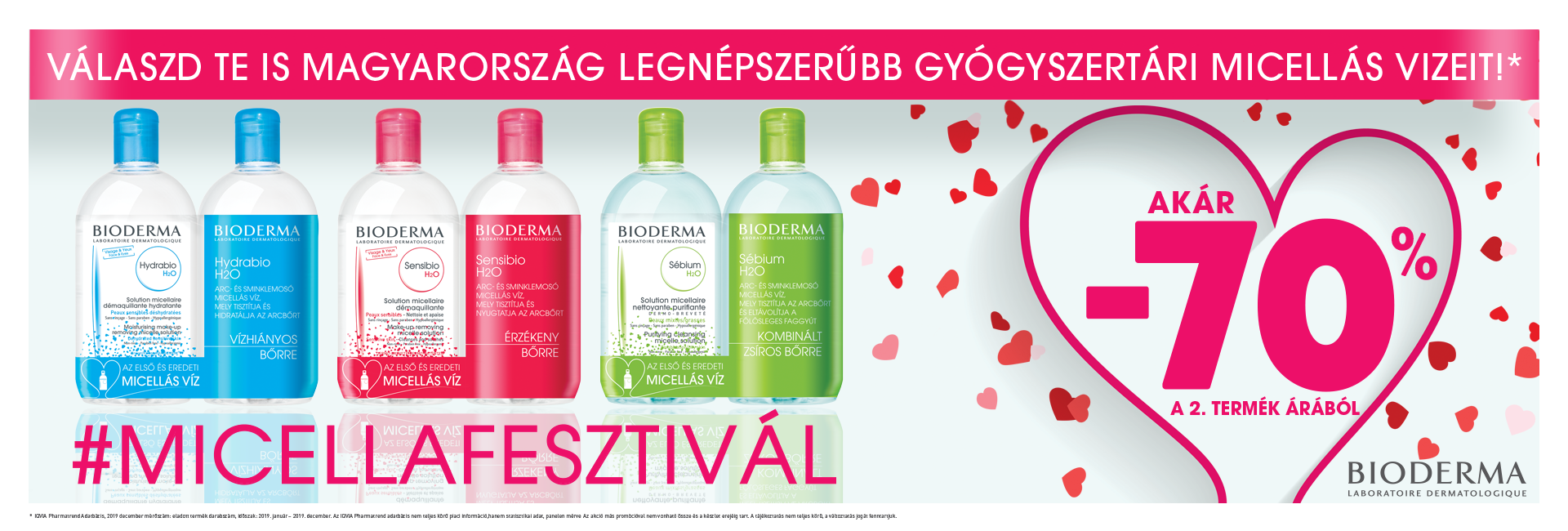 Bioderma Micellafesztivál: Bioderma H2O micellás vizek - a 2. terméket most akár 70% kedvezménnyel kínáljuk!