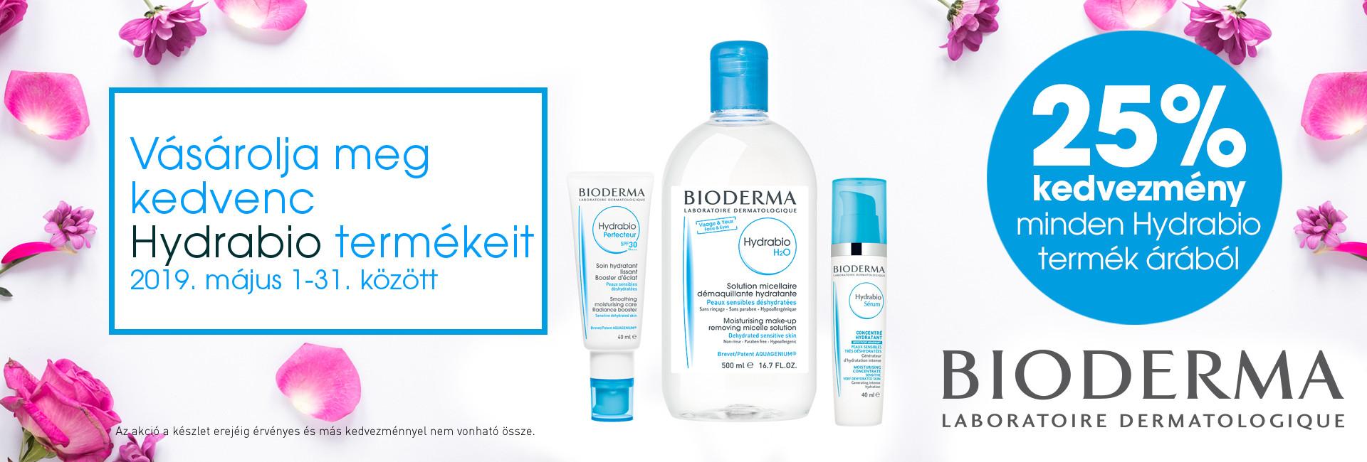 2019. május 1-31. között minden Bioderma Hydrabio terméket 25% kedvezménnyel kínálunk!