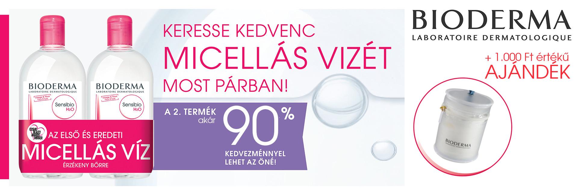 Bioderma Sensibio H2O micellafesztivál - a 2. terméket most akár 90% kedvezménnyel kínáljuk!