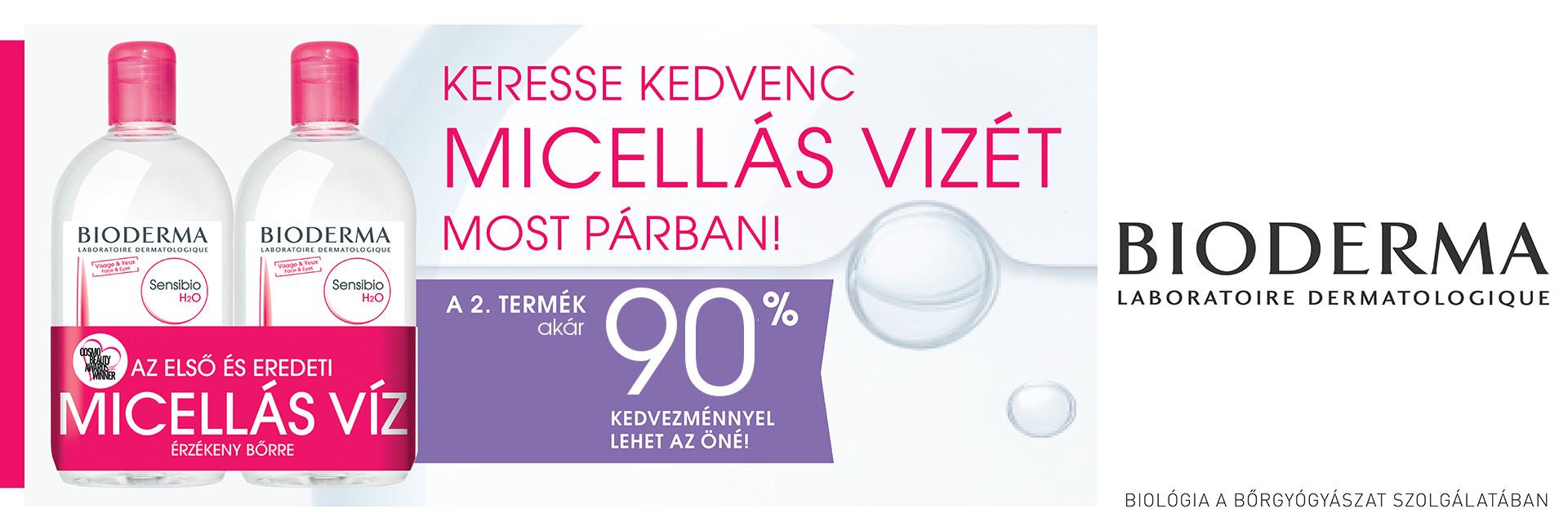 Micellafesztivál: a második Bioderma H2O micelláa vizet akár 90%-os kedvezménnyel adjuk!