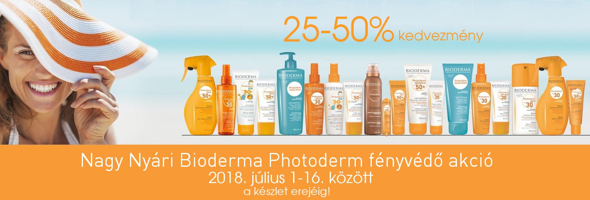 2018. július 1-16. között minden Bioderma Photoderm fényvédőre 25-50% kedvezményt adunk!