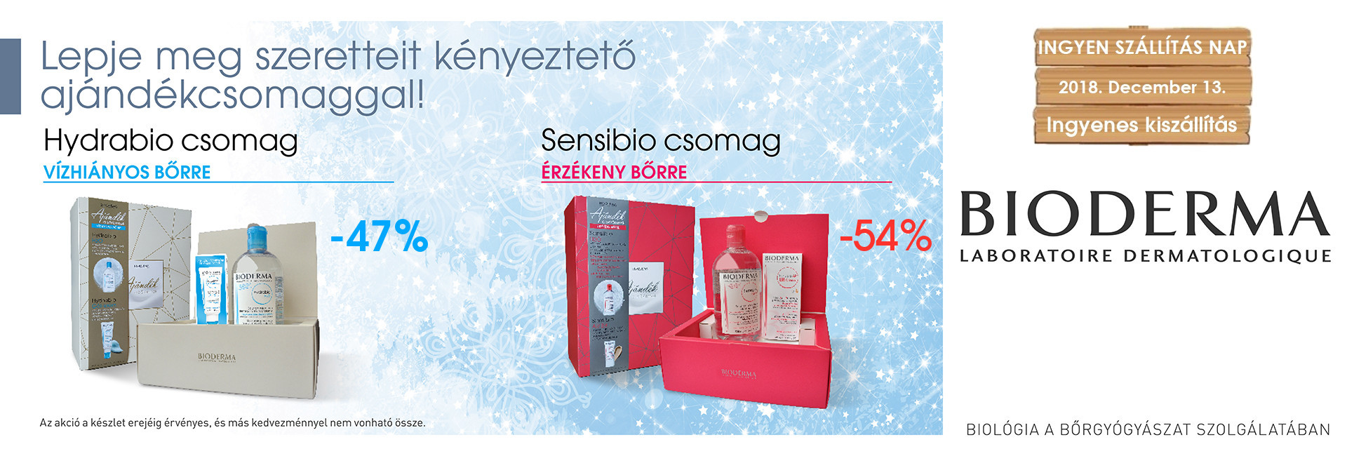 Egyedi Bioderma karácsonyi csomagok csak ma akár 54%-os kedvezménnyel!