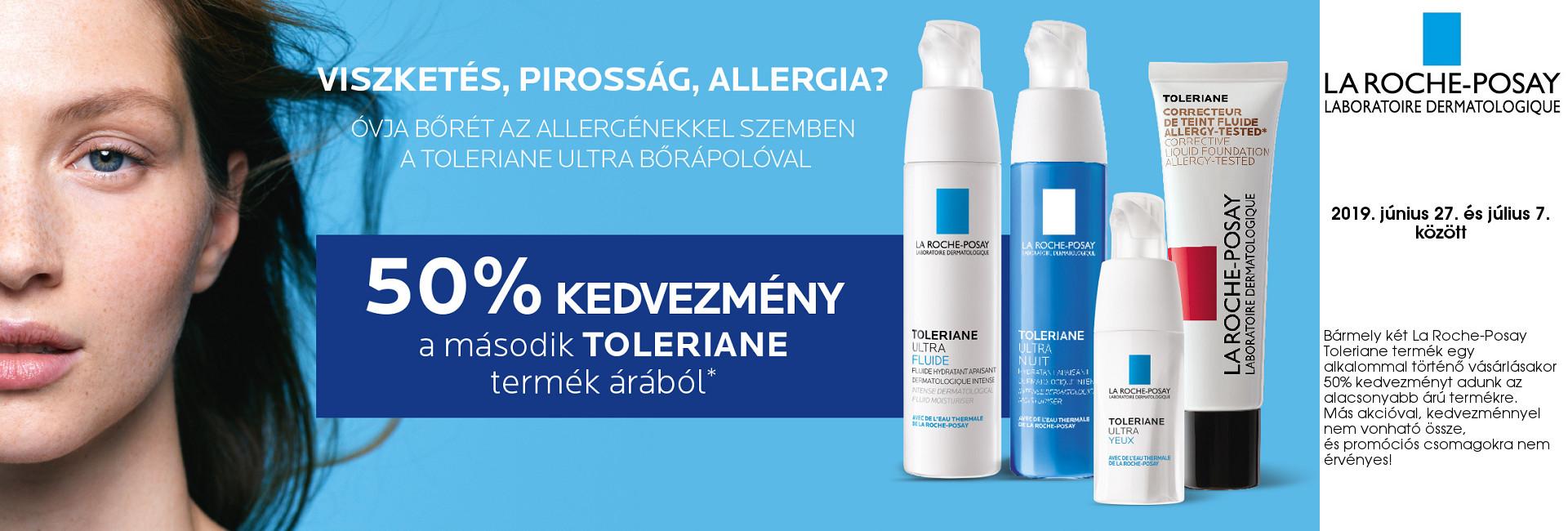 2019. június 27. és július 7 között 50% kedvezményt adunk a második La Roche-Posay Toleriane termékre!