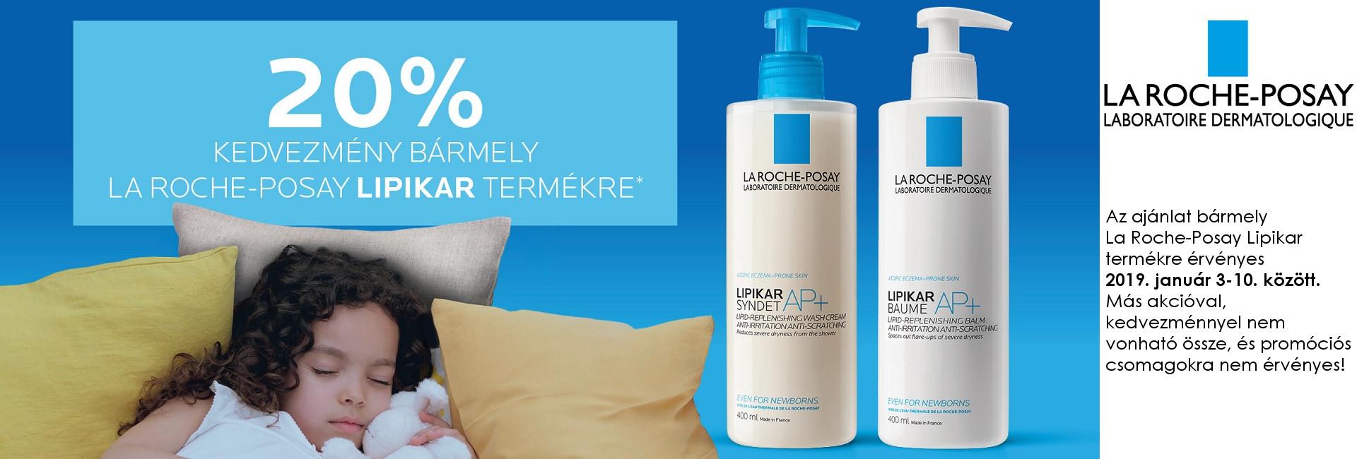 2019. január 3-10. között minden La Roche-Posay Lipikar terméket 20% kedvezménnyel kínálunk!