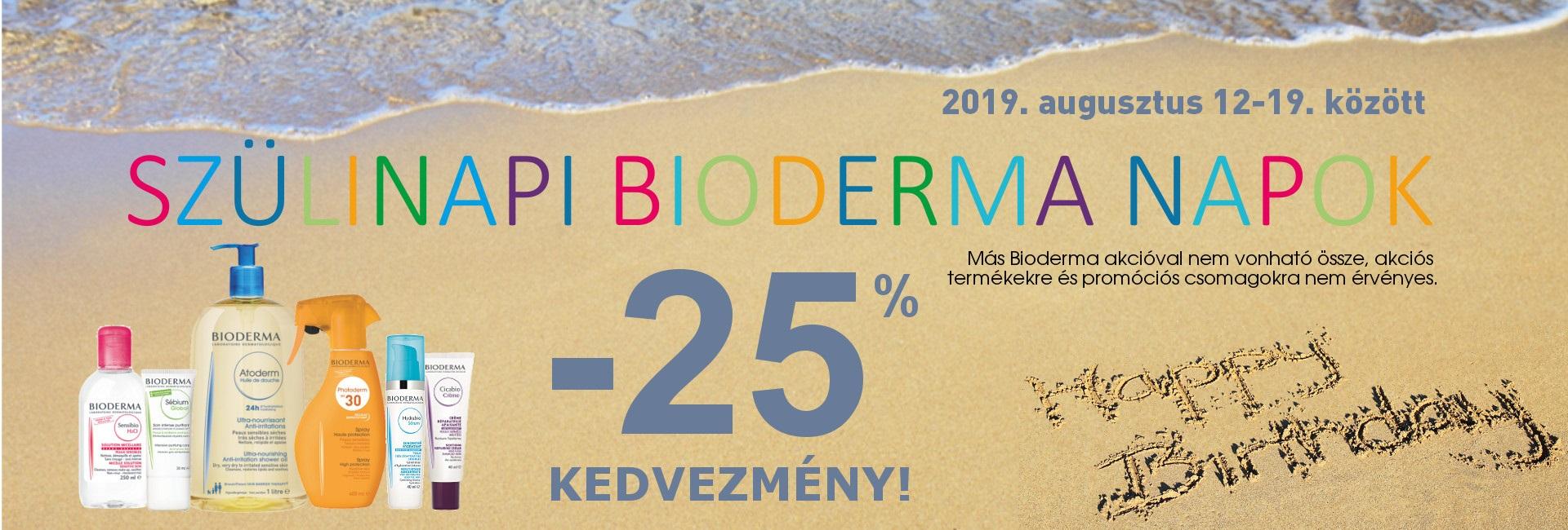 SZületésnapi Bioderma Napok: 2019. augusztus 12-19. között minden Bioderma termékre 25% kedvezményt adunk!