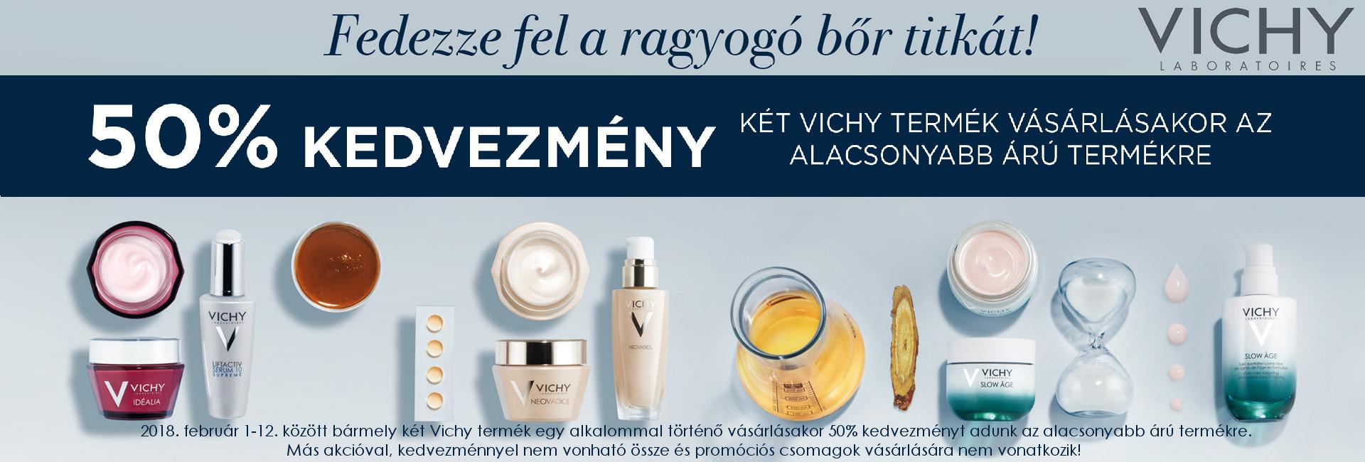 2018. február 12-ig a 2.Vichy terméket 50% kedvezménnyel kínáljuk!