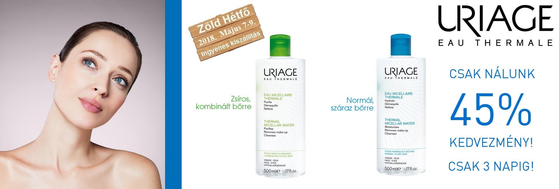 2018. május 7-9. között az 500ml-es Uriage micellás arc- és sminklemosó termálvízzel 45% kedvezménnyel kapható!