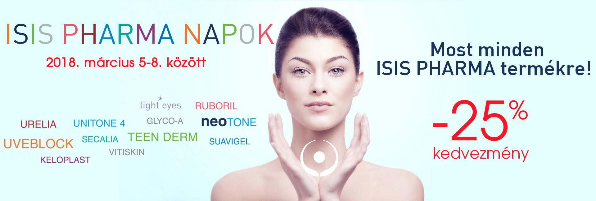 Minden Isis Pharma terméket 2018. március 5-8. között 25% kedvezménnyel kínáljuk!