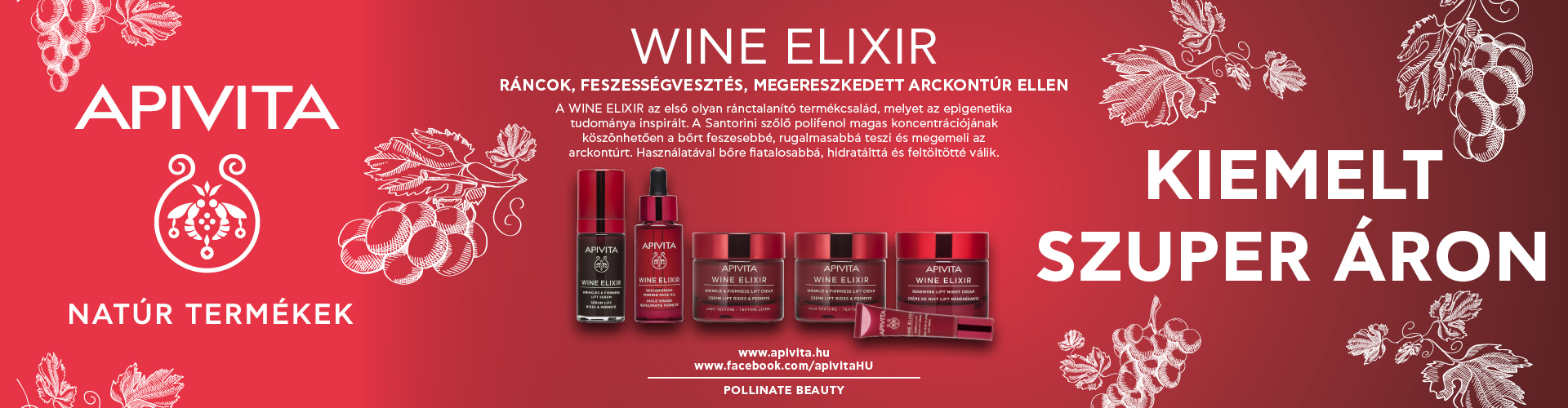 2022. november 1. és 2023. január 15. között az Apivita Wine Elixir termékek kiemelt szuper áron rendelhetők meg nálunk!