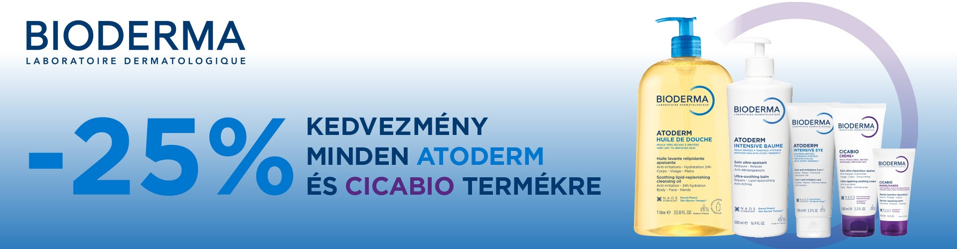 2025. október 13. és 2026. február 28. között 25% kedvezménnyel kínálunk minden Bioderma Atoderm és Cicabio terméket!