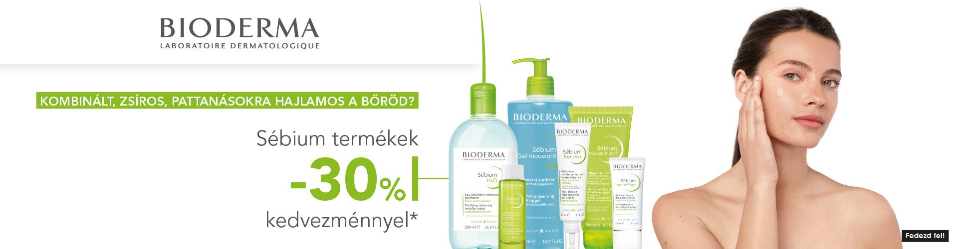 2024. március 1. és április 30. között 30% kedvezménnyel kínálunk minden Bioderma Sébium terméket! 