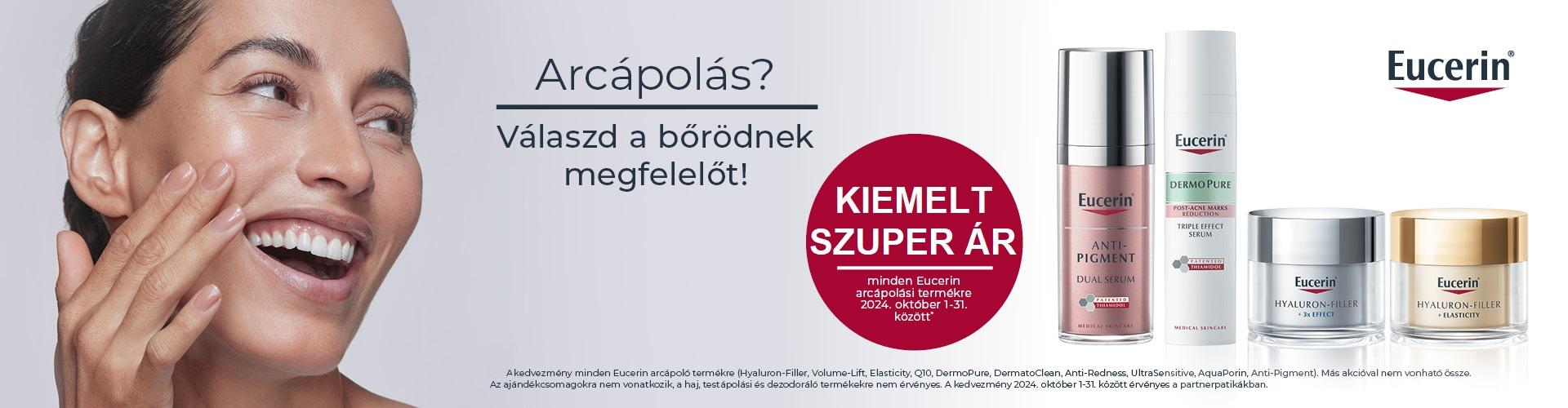 2024. október 1-31. között kiemelt szuper áron kínálunk minden Eucerin arcápolási terméket! 