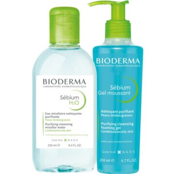 Bioderma Sébium Dupla Tisztítás csomag zsíros bőrre 200+250ml