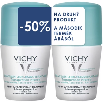 Vichy dezodor izzadságszabályozó golyós erős izzadásra (50ml+50ml) DUO PACK