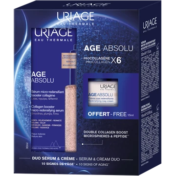 Uriage Age Absolu Börtömörséget fokozó ránctalanító kollagén booster csomag (30ml+15ml)