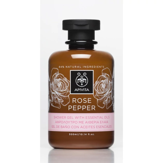APIVITA Tusfürdő illóolajokkal, bőrfiatalító rózsával &amp; borssal 250 ml