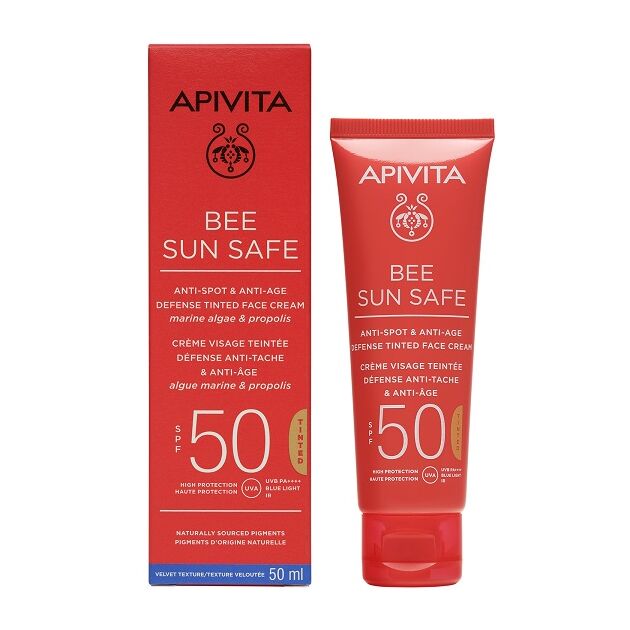 Apivita Bee Sun Safe Színezett arckrém ráncok és pigmentfoltok ellen SPF50 50ml
