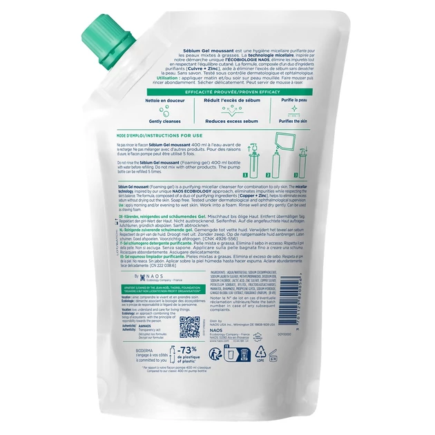 Bioderma Sébium Moussant habzó gél utántöltő 400ml