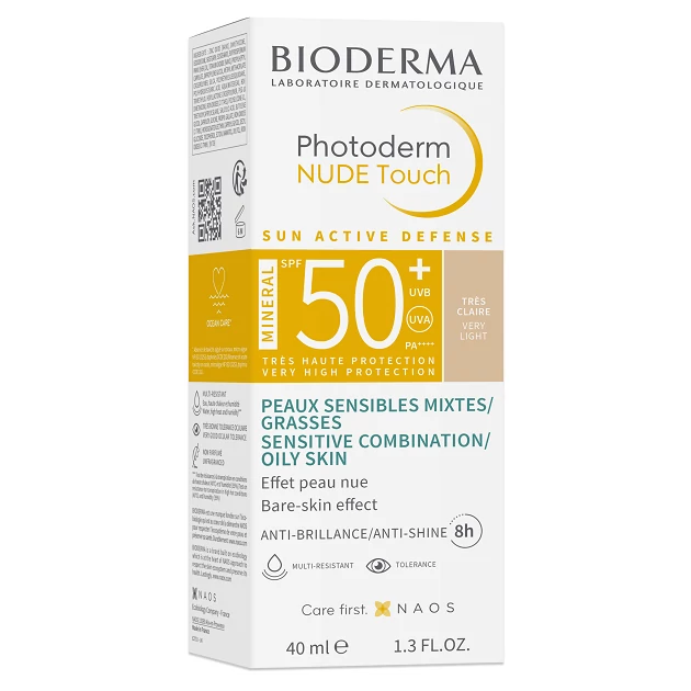 Bioderma Photoderm NUDE Touch MINERAL SPF50+ very light (nagyon világos) 40ml