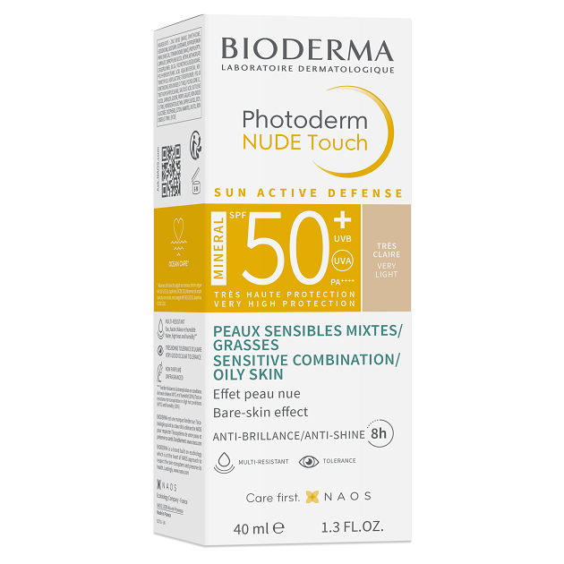 Bioderma Photoderm NUDE Touch MINERAL SPF50+ very light (nagyon világos) 40ml