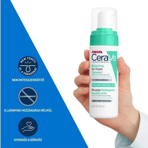 CeraVe Kiegyensúlyozó Könnyű Habtisztító kombinált, normál bőrre