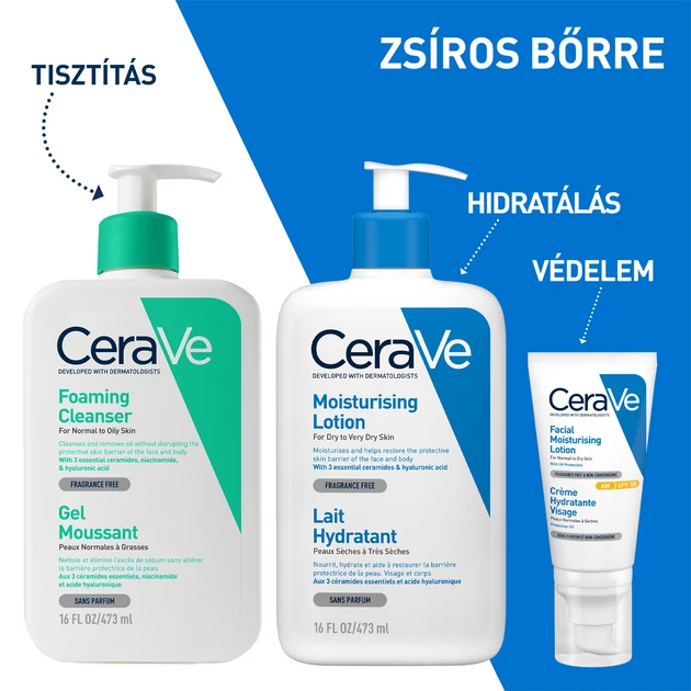 CeraVe Habzó tisztító gél normál és zsíros bőrre utántöltő 473ml