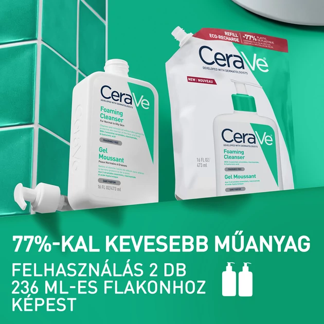 CeraVe Habzó tisztító gél normál és zsíros bőrre utántöltő 473ml